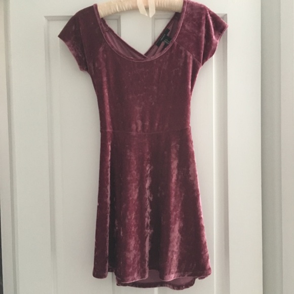 Forever 21 Pink Velvet Skater Dress Cross Back - Picture 2 of 4